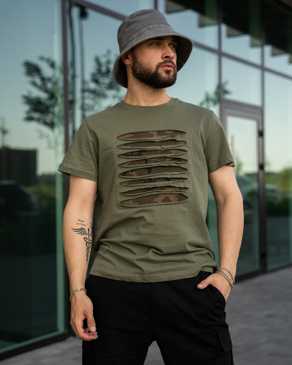 Чоловіча футболка літня Scout хакі камуфляжна бавовняна футболка на літо, фото 1