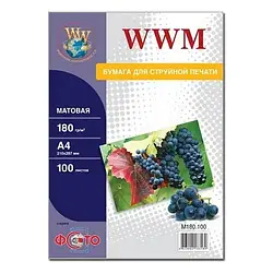 Фотопапір WWM M180.100 A4, 100л, матовий, 180 г/м2