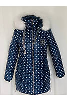 Зимова куртка пуховик для дівчинки з натуральним хутром розмір 122