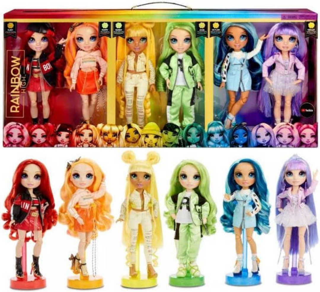 Лялька Рейнбоу Хай Rainbow High Collect Rainbow Fashion Doll MEGA. Набір 6 ляльок