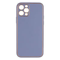 Чехол Leather Gold with Frame without Logo для iPhone 12 Pro Цвет 8, Gray Lilac