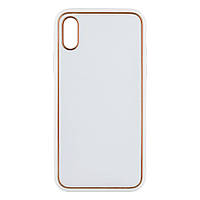 Чехол для iPhone X для iPhone Xs Leather Gold with Frame without Logo Цвет 13 White