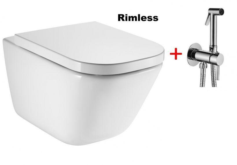 Унітаз Roca Gap Rectangular A34H47C000 + Гігієнічний душ Paffoni Tweet Round Mix ZDUP110CR