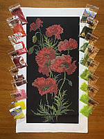 Набір для вишивки бісером на габардині Маки С187