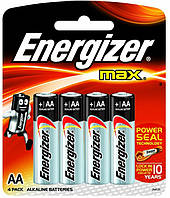 Батарейки Energizer AA Alkalinе Max 1.5V пальчиковые (бл-4 шт)