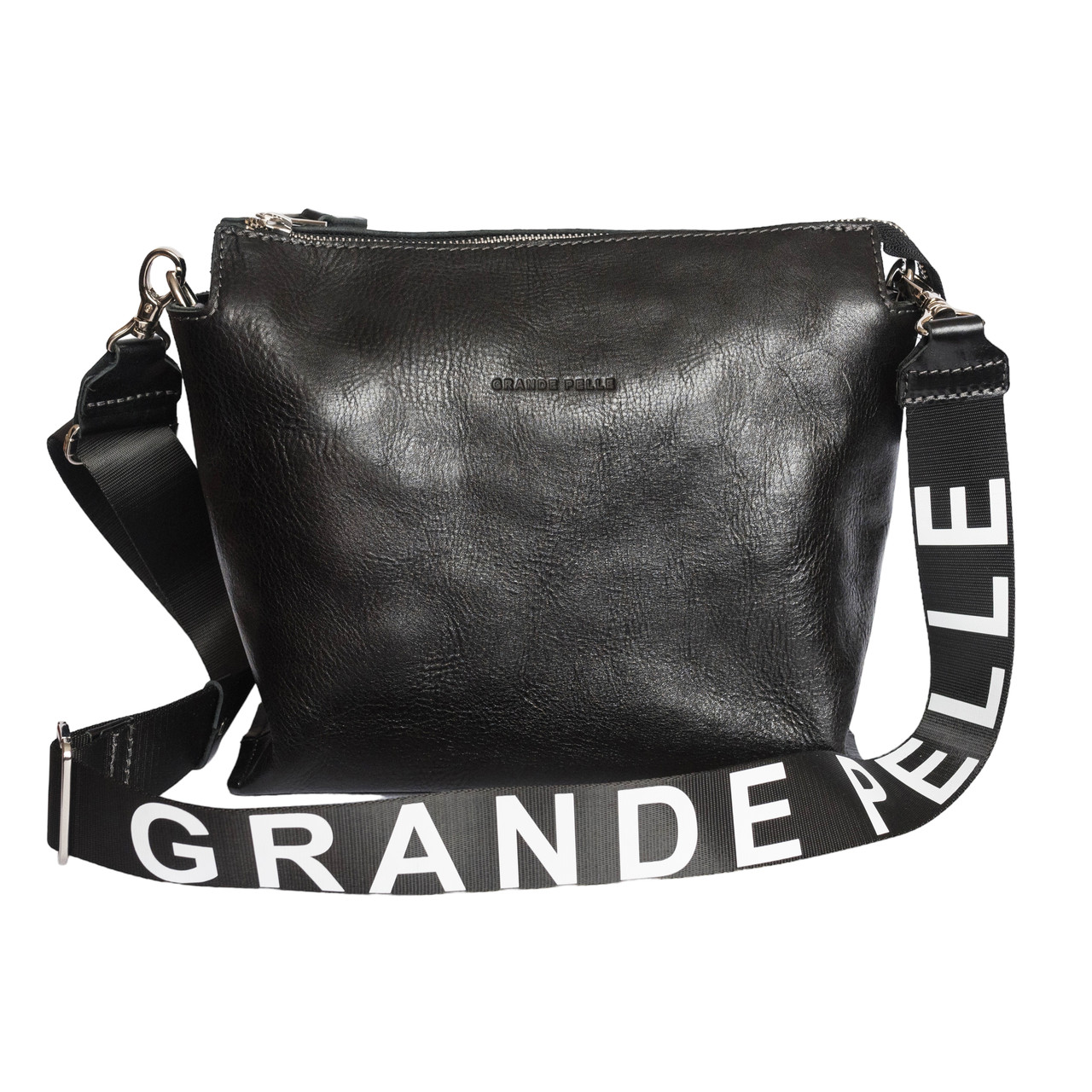 Сумка жіноча шкіряна Grande Pelle, шкіра Сорентто чорний, фото 1