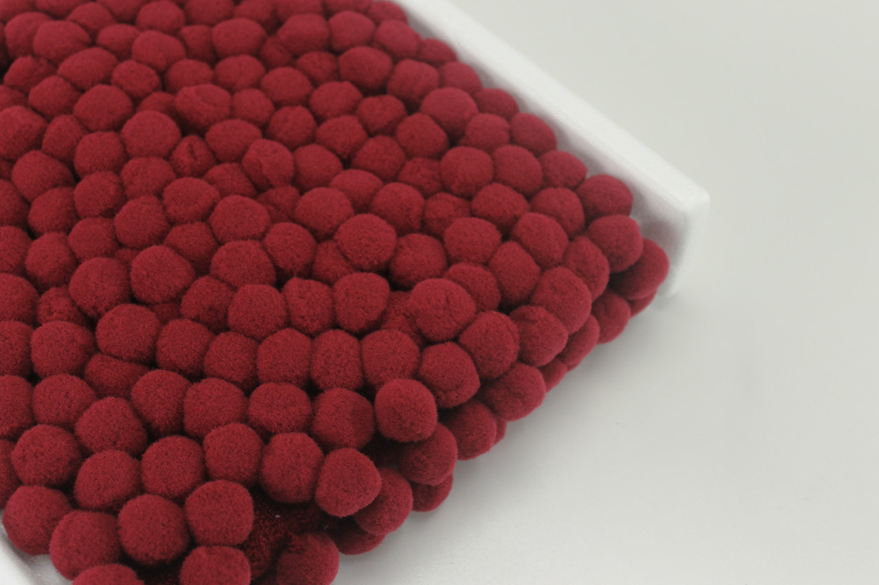 Тасьма з помпонами бордового кольору d 20 мм, фото 1