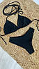 Купальник бюстгальтер трикутники на довгих завязках і бразиліани, біфлекс Christel 07 чорний S, фото 2
