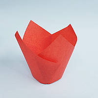 Бумажная форма для маффинов Тюльпан красный 50 шт