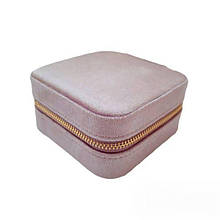 Скринька для прикрас коштовностей із дзеркалом на блискавці оксамитова бузкова 8650