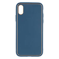 Чехол для iPhone X для iPhone Xs Leather Gold with Frame without Logo Цвет 14 Navy Blue