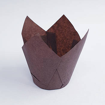 Паперова форма для мафінів Тюльпан коричневий 12 шт.