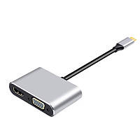 Переходник 4K USB-C HUB PD+HDMI+VGA+USB adapter 4 in 1