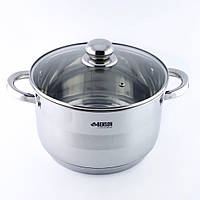 Каструля з кришкою з нержавіючої сталі велика Benson багатошарове дно 8,2 л