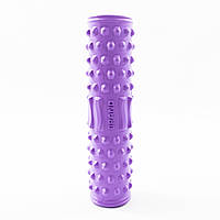 Масажний ролик для йоги, для масажу спини, шиї, ніг, розмір 45-10 см, фіолетовий