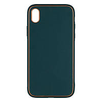 Чехол Leather Gold with Frame without Logo для iPhone Xr Цвет 5, Dark Green