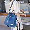 Рюкзак сумка антизлодій з вишивкою квіточок жіночий синій Код 10-0120, фото 8