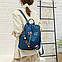 Рюкзак сумка антизлодій з вишивкою квіточок жіночий синій Код 10-0120, фото 9