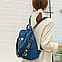 Рюкзак сумка антизлодій з вишивкою квіточок жіночий синій Код 10-0120, фото 10