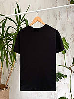 Мужская однотонная черная футболка/ Базовая мужская качественная футболка/ Классическая футболка/ Черная L