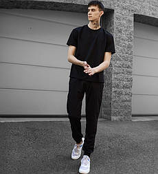 Літній спортивний костюм чоловічий комплект футболка та штани чорний. Живе фото