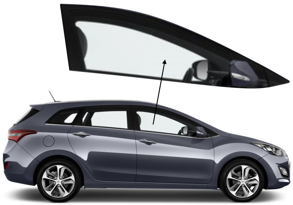 Бічне скло Hyundai i30 2012-2017 передніх дверей праве