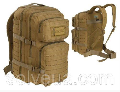 Рюкзак тактичний assault Laser cut Mil-Tec мілітарка 36 л. Coyote 14002705.solve, фото 1
