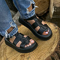 Комфортні шкіряні жіночі босоніжки на липучці