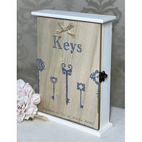 Зручна настінна ключниця з малюнком та написом"Keys", прикраса-органайзер, п'ять ключикиків, з дверцею
