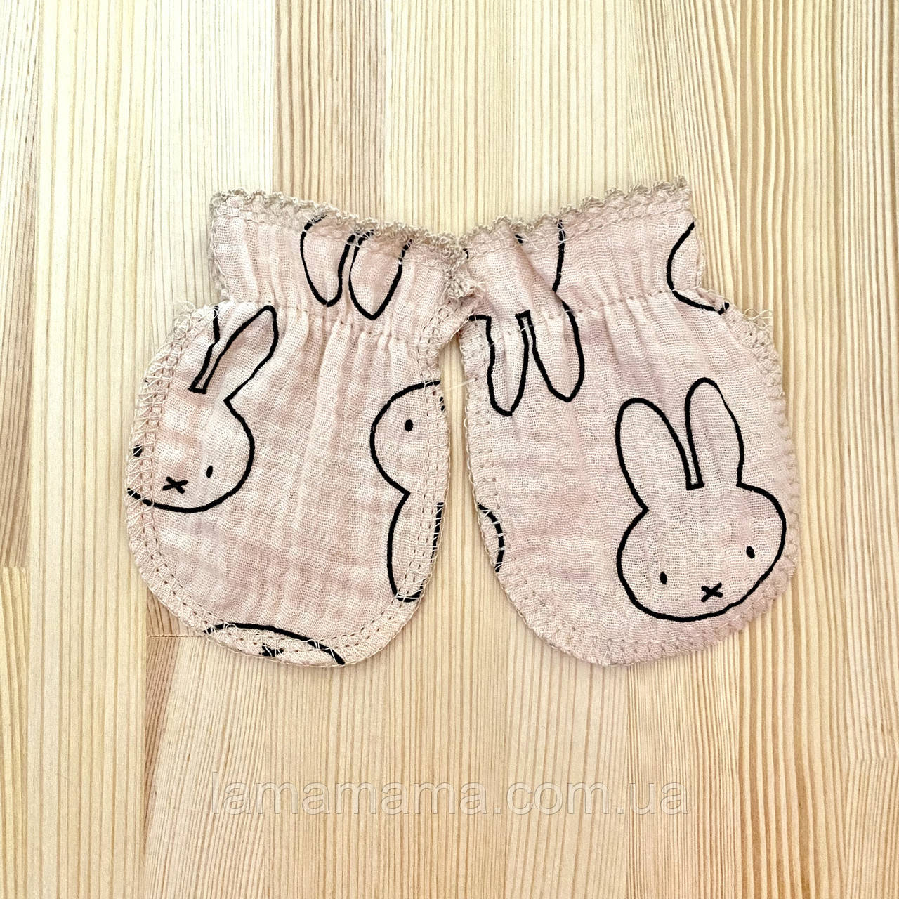 Муслінові царапки-рукавички для новонароджених 0-3 міс. Зайчики Minikin, фото 1