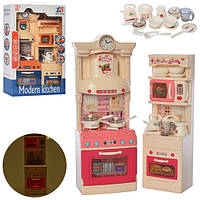 Игровой набор Кухня 32221-31 со звуком, подсветкой, посудой и плитой розового цвета