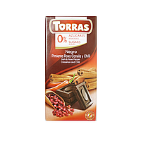 Шоколад Torras Chocolate Zero Dark & Rose Pepper Cinnamon and Chilly 75g