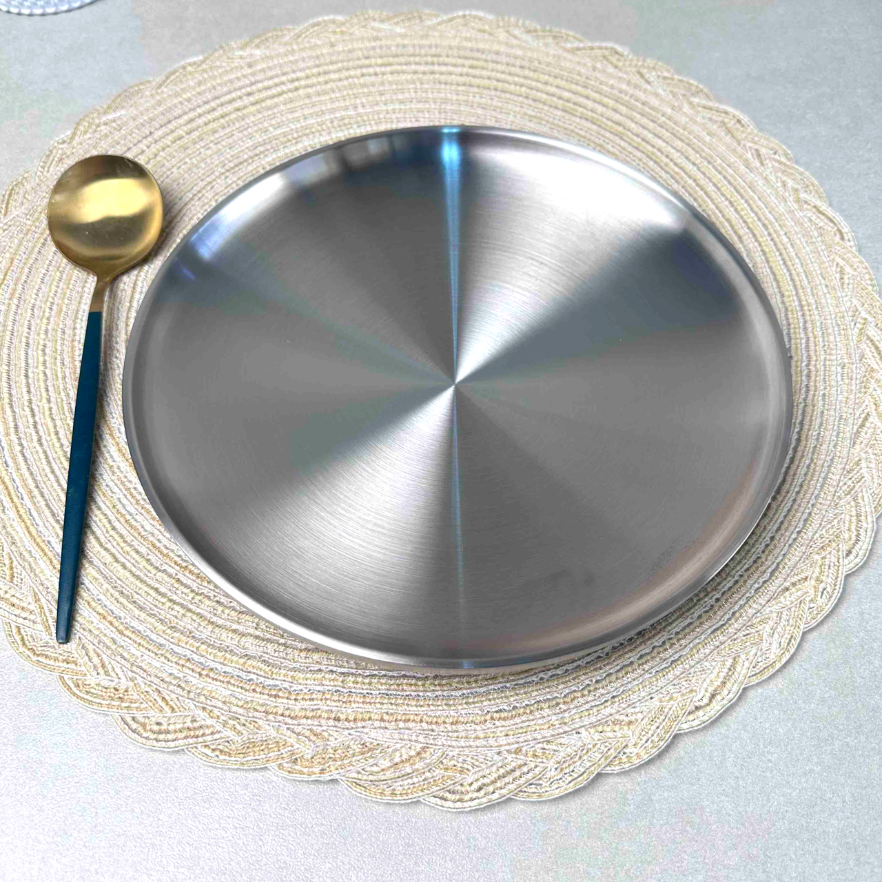 Подвійна металева тарілка із нержавіючої сталі 23 см