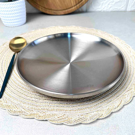 Подвійна металева тарілка із нержавіючої сталі 23 см, фото 2