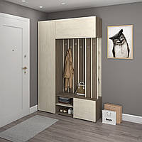 Сучасна стильна стінка передпокій 150 см з антресоллю рейками шафою вішалкою тумбою в коридор модерн Емі Летро