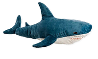 М'яка іграшка Акула ІКЕА 100см Плюшева іграшка Акула 100 см Синя Іграшка подушка-обіймашка