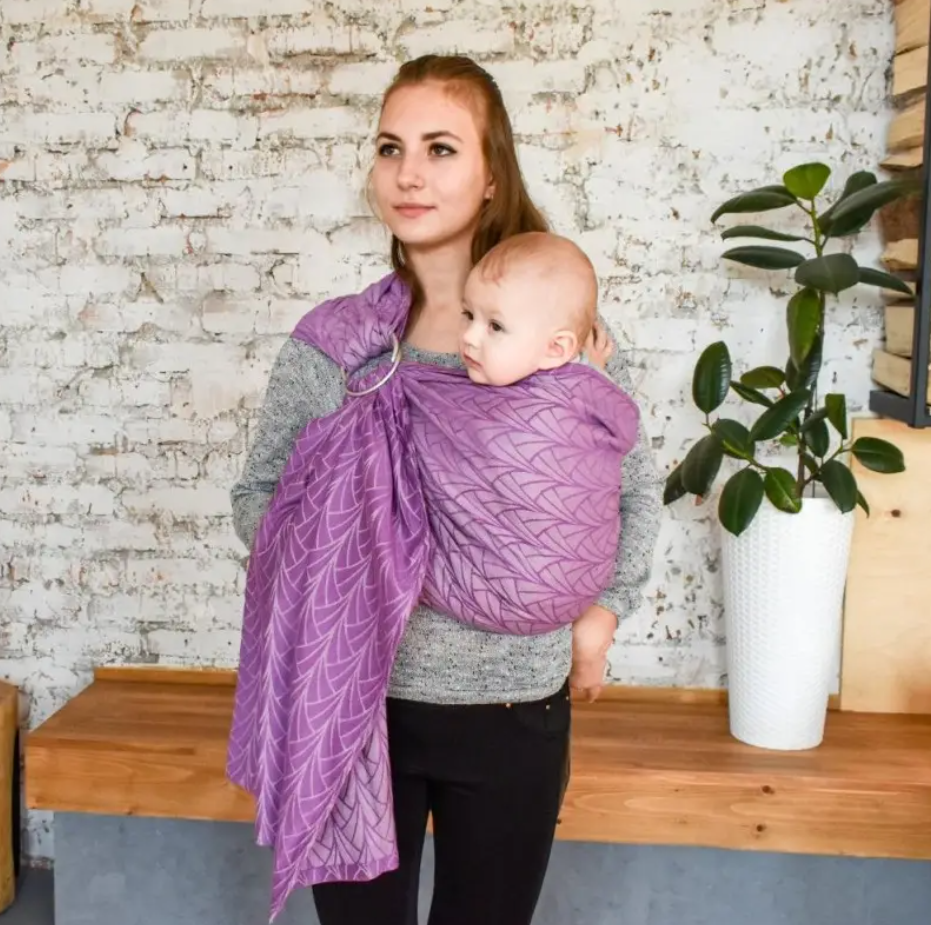 Жакардовий слінг з кільцями для малюків 0 - 36 місяців Coolbabka Lily Бузковий, фото 1