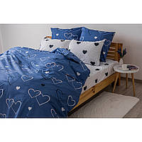 Комплект постільної білизни ТЕП "Happy Sleep" Полуторний 215х150 см NAVY BLUE LOVE 31 Ранфорс