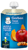 Фруктово-овощное пюре GERBER "Яблоко, морковка, тыква", 150г