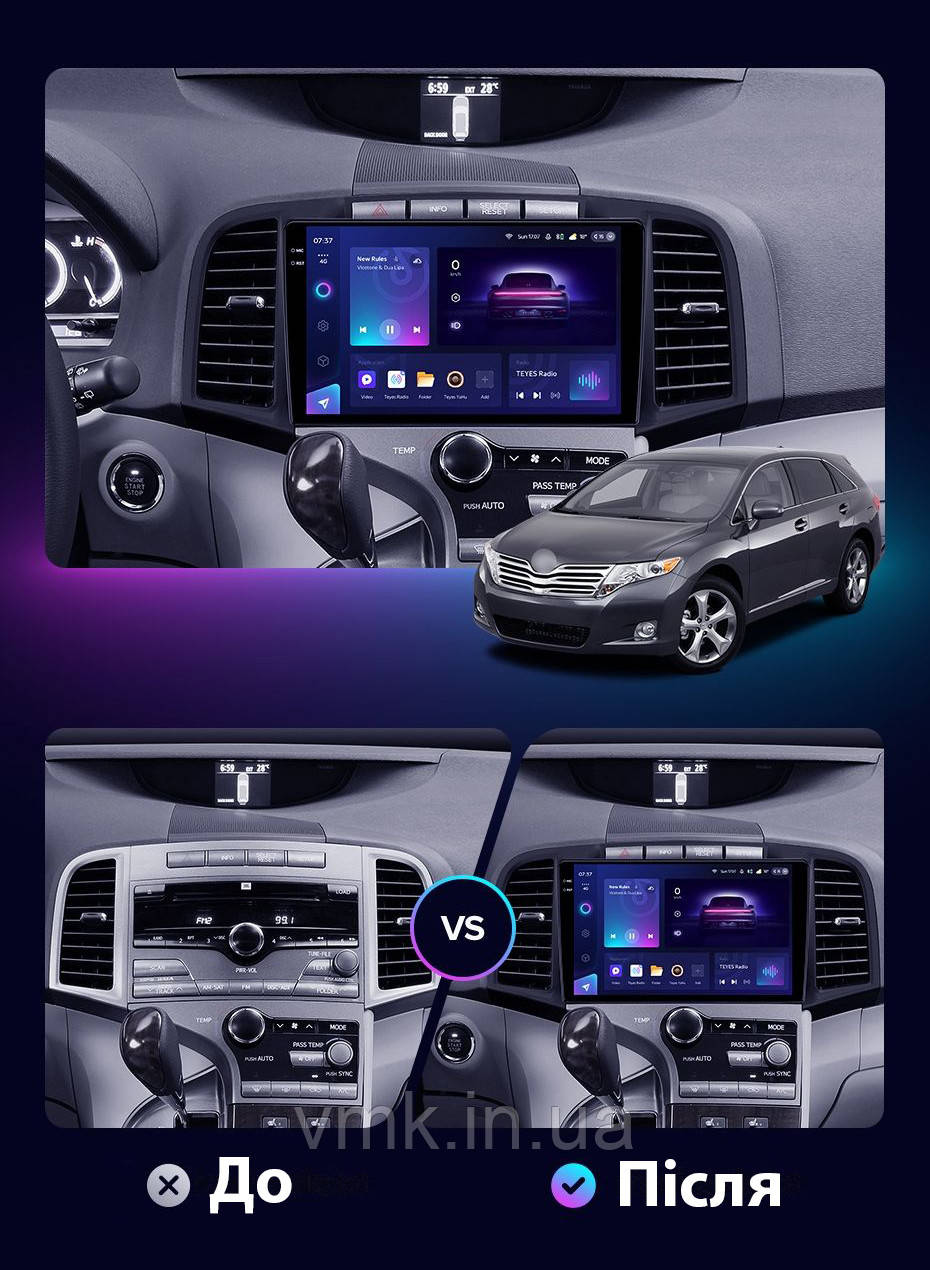 Андроїд Магнітола Toyota Venza 2008-2016 4core Base Android 13, Platform JAC