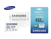 Карта памяти Samsung 512GB EVO PLUS 130MB/S MICROSDXC UHS-I U3 4K V30 A2 + SD адаптер