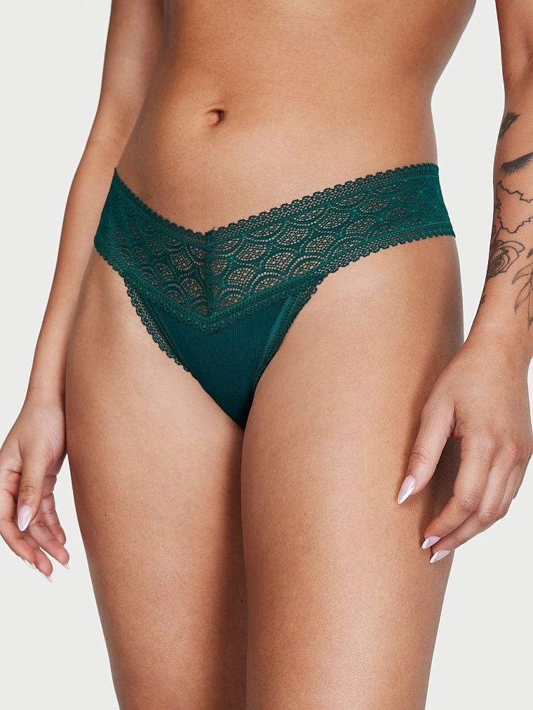 Бесшовные трусики в рубчик Victoria's Secret No-Show размер XS (изумруд)
