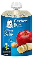 Фруктово-овочеве пюре GERBER "Яблуко, банан, морква", 150г