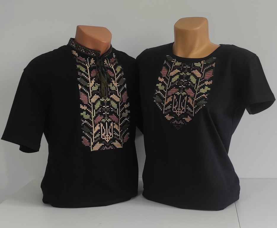 Сімейні футболки / Family look з вишивкою Гармонія на чорному, футболки вишивки,футболки вишиванки,футболки з вишиванкою, фото 1