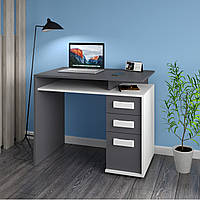 Стильный прямой маленький серый письменный компьютерный стол 90 см для ноутбука с тумбой с ящиками Вуди Летро