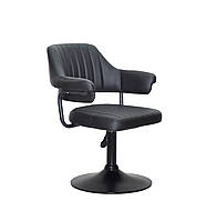 Кресло с подлокотниками эко-кожа для клиента на черном основании с регулировкой высоты JEFF BK-Base