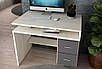 Сучасний стильний маленький письмовий комп'ютерний стіл 90 см для ноутбука з тумбою з шухлядами Піксель Летро, фото 3