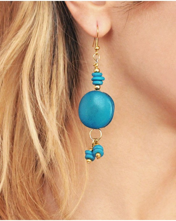 Бірюзові довгі сережки висячі Індія, фото 1
