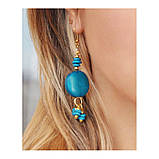 Бірюзові довгі сережки висячі Індія, фото 3