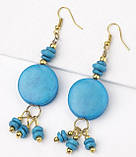 Бірюзові довгі сережки висячі Індія, фото 2